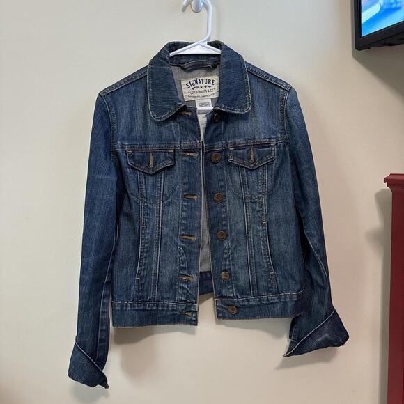 levi strauss signature denim jacket small fitted dark wash retro - Picture 2 of 4
